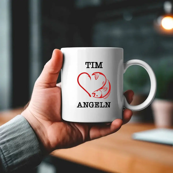 Personalisierte Tasse Angeln - I love Angeln