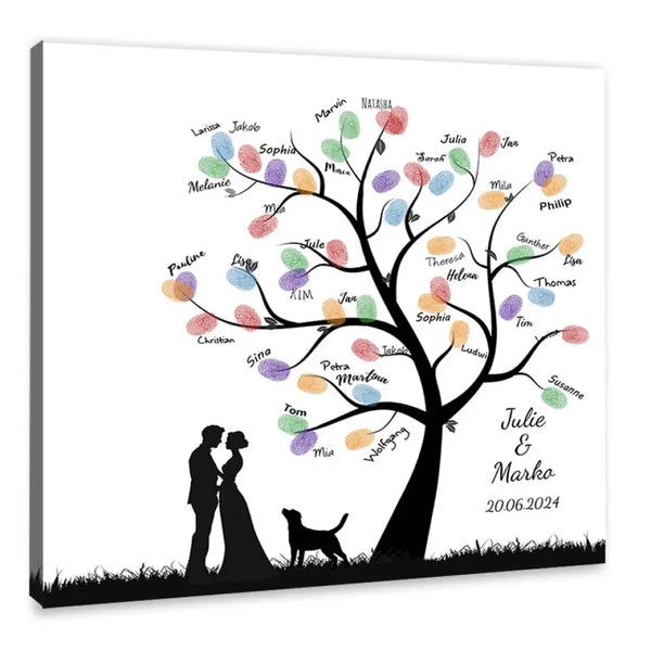 Fingerabdruck-Leinwand - Hundeliebhaber Paar