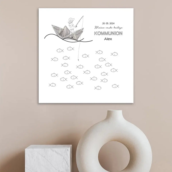 Fingerabdruck-Leinwand Kommunion - Fischerkind