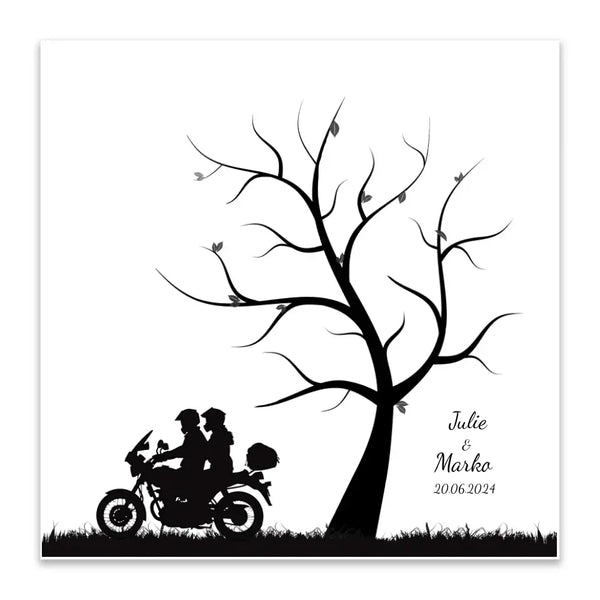 Fingerabdruck-Leinwand Hochzeit - Motorradpaar