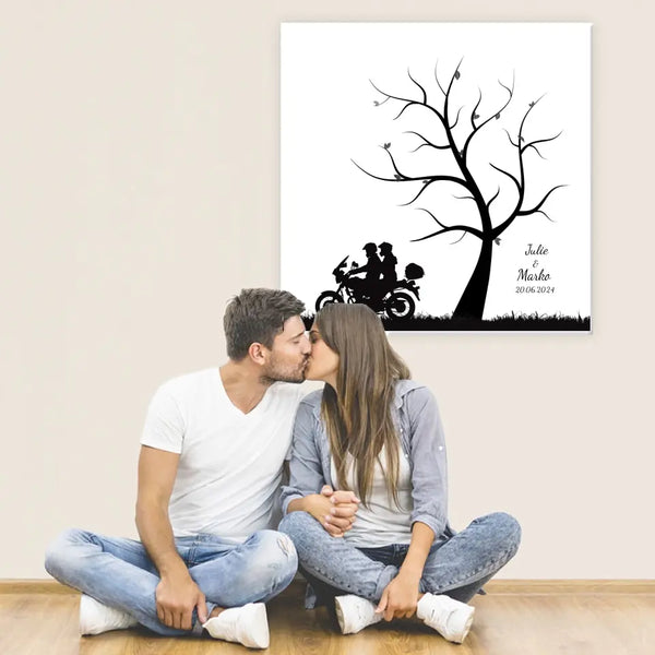 Fingerabdruck-Leinwand Hochzeit - Motorradpaar