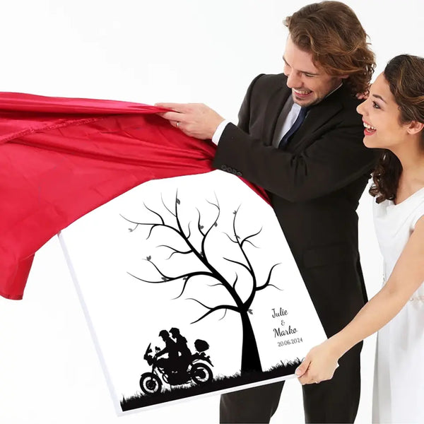 Fingerabdruck-Leinwand Hochzeit - Motorradpaar