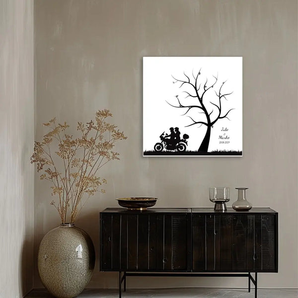 Fingerabdruck-Leinwand Hochzeit - Motorradpaar