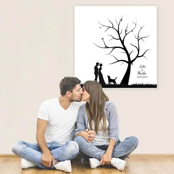 Fingerabdruck-Leinwand - Hundeliebhaber Paar