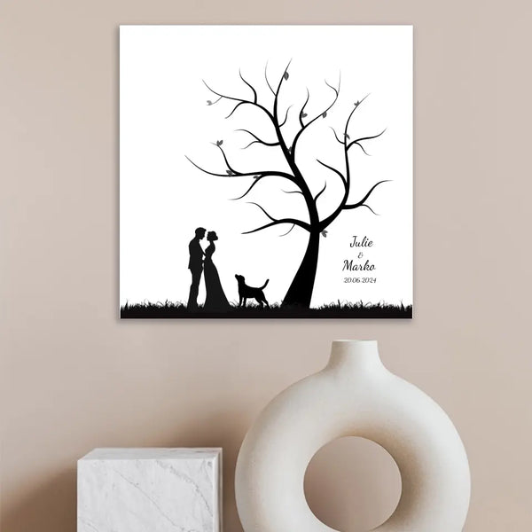 Fingerabdruck-Leinwand - Hundeliebhaber Paar