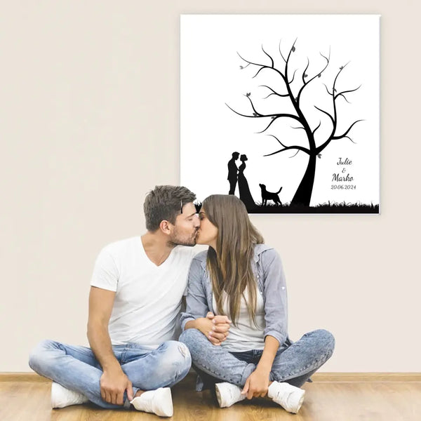 Fingerabdruck-Leinwand - Hundeliebhaber Paar