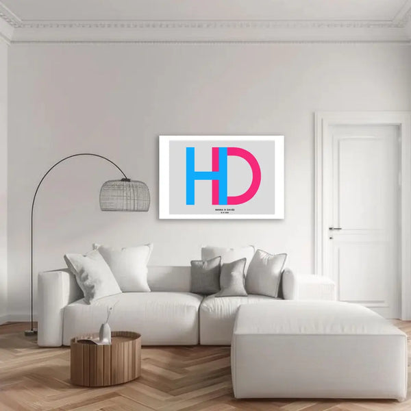 Personalisiertes Bild Hochzeit - Initialenbild Paar