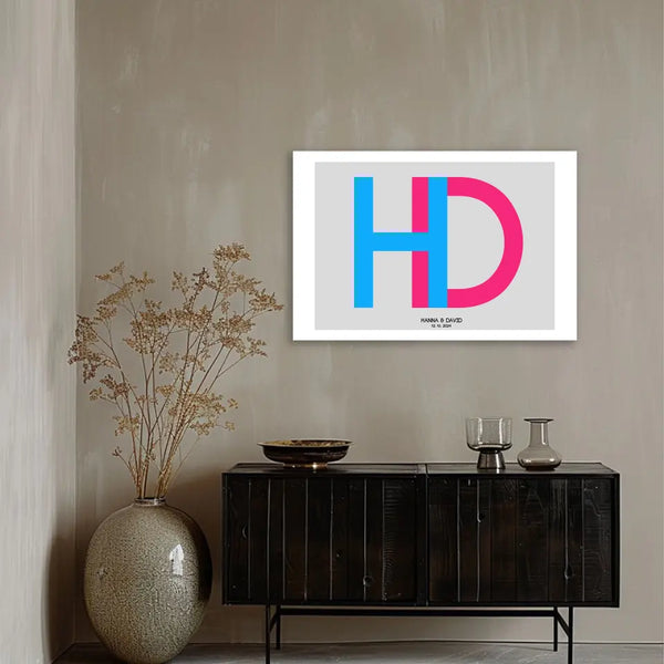 Personalisiertes Bild Hochzeit - Initialenbild Paar