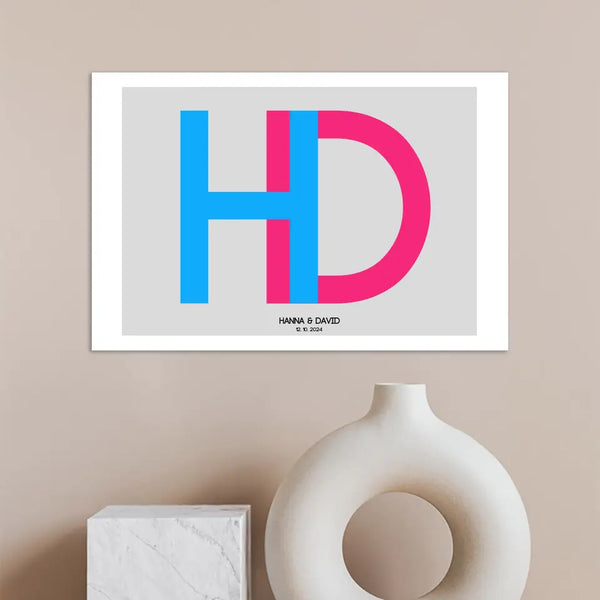 Personalisiertes Bild Hochzeit - Initialenbild Paar