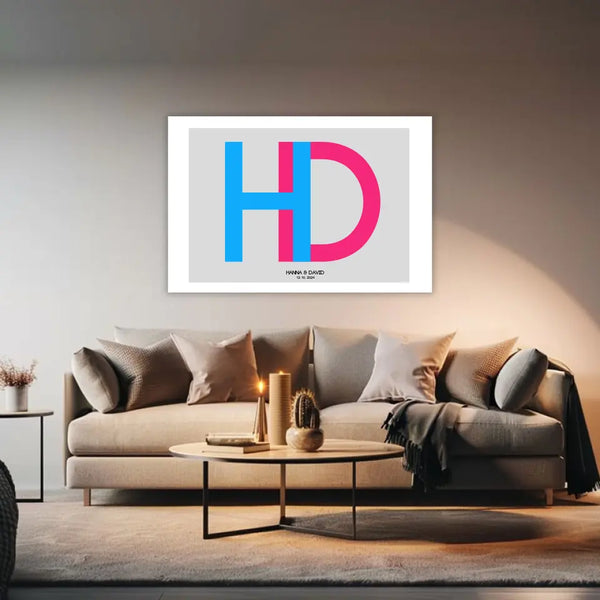 Personalisiertes Bild Hochzeit - Initialenbild Paar