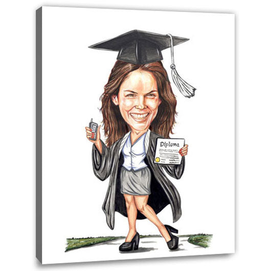 Karikatur vom Foto - Diplom-Abschluss (HD38) - Lustige individuelle Karikatur vom eigenen Foto