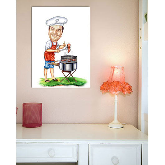 Karikatur vom Foto - Grill-Meister (HD42) - Lustige individuelle Karikatur vom eigenen Foto