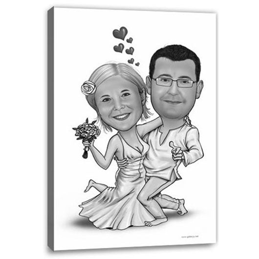 Karikatur vom Foto - Hochzeits-Tanz SW (ca1003sw) - Lustige individuelle Karikatur vom eigenen Foto