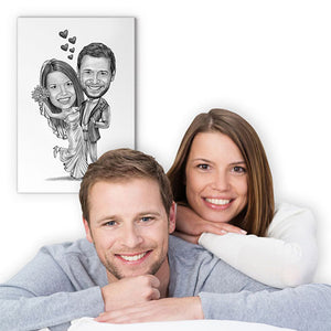 Karikatur vom Foto - Frisch getraut (ca1004pen) - Lustige individuelle Karikatur vom eigenen Foto