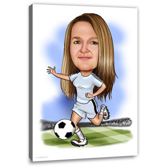 Karikatur vom Foto - Frauen Fussball (ca1152) - Lustige individuelle Karikatur vom eigenen Foto