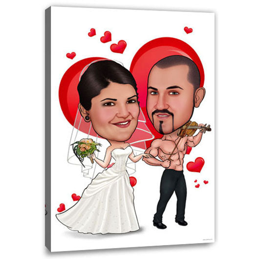 Karikatur vom Foto - Hochzeitsherz (ca1156) - Lustige individuelle Karikatur vom eigenen Foto