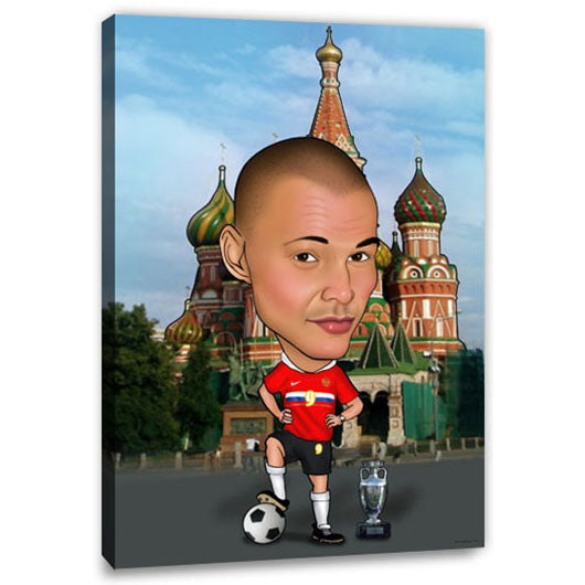 Karikatur vom Foto - Fussball in Moskau (ca1165) - Lustige individuelle Karikatur vom eigenen Foto
