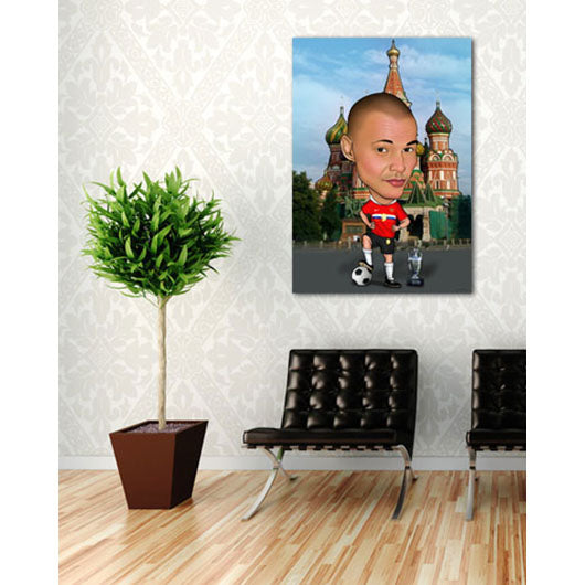 Karikatur vom Foto - Fussball in Moskau (ca1165) - Lustige individuelle Karikatur vom eigenen Foto