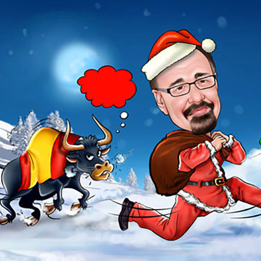 Karikatur vom Foto - Weihnachten (ca1219) - Lustige individuelle Karikatur vom eigenen Foto