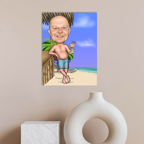 Karikatur vom Foto - Cocktail Bar am Strand (ca145) - Lustige individuelle Karikatur vom eigenen Foto