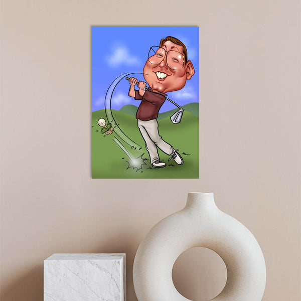 Karikatur vom Foto - Golfer (ca161) - Lustige individuelle Karikatur vom eigenen Foto