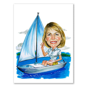 Karikatur vom Foto - Segeln Mann (ca2042) - Lustige individuelle Karikatur vom eigenen Foto