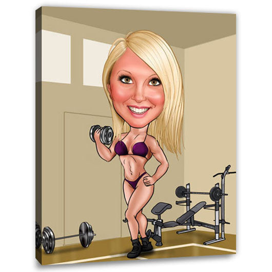 Karikatur vom Foto - Bodybuilding (ca208woman) - Lustige individuelle Karikatur vom eigenen Foto