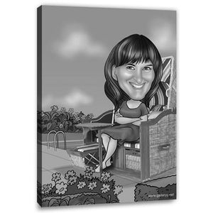 Karikatur vom Foto - Strandkorb SW (ca224sw) - Lustige individuelle Karikatur vom eigenen Foto