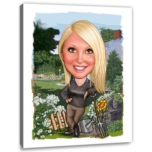 Karikatur vom Foto - Garten Chef (ca225woman) - Lustige individuelle Karikatur vom eigenen Foto