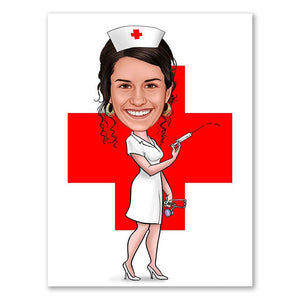Karikatur vom Foto - nette Krankenschwester (ca243) - Lustige individuelle Karikatur vom eigenen Foto