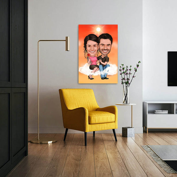 Karikatur vom Foto - Wolke bei Sonnenuntergang (ca245) - Lustige individuelle Karikatur vom eigenen Foto