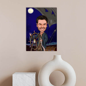 Karikatur vom Foto - Flucht in der caribik (ca296) - Lustige individuelle Karikatur vom eigenen Foto