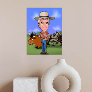 Karikatur vom Foto - Farmer (andere Tiere mgl.) (ca317) - Lustige individuelle Karikatur vom eigenen Foto