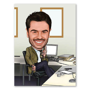 Karikatur vom Foto - Manager busy (ca357) - Lustige individuelle Karikatur vom eigenen Foto