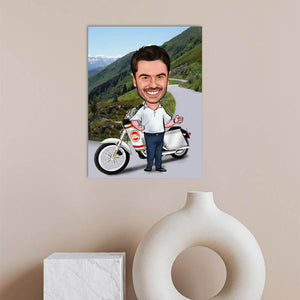 Karikatur vom Foto - Da schau her (andere Kraftradtypen mgl.) (ca377) - Lustige individuelle Karikatur vom eigenen Foto