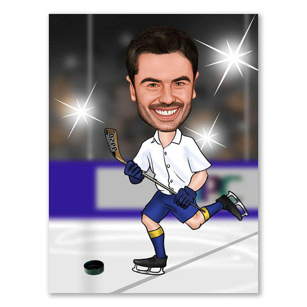 Karikatur vom Foto - Icehockey privat (ca402) - Lustige individuelle Karikatur vom eigenen Foto