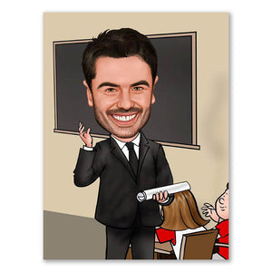 Karikatur vom Foto - Lehrer sein (ca479) - Lustige individuelle Karikatur vom eigenen Foto