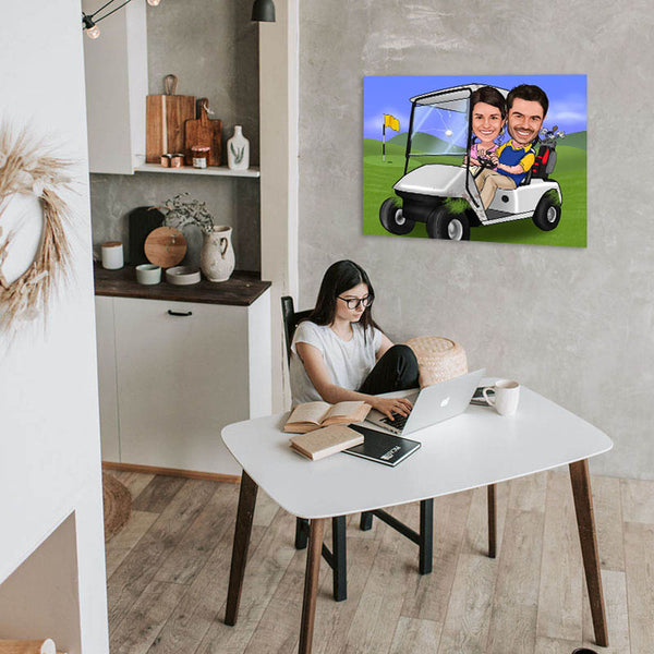 Karikatur vom Foto - Gold caddy (ca516) - Lustige individuelle Karikatur vom eigenen Foto