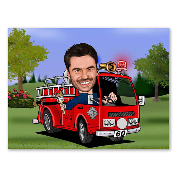 Karikatur vom Foto - Feuerwehrmann (ca559) - Lustige individuelle Karikatur vom eigenen Foto