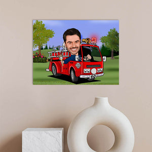 Karikatur vom Foto - Feuerwehrmann (ca559) - Lustige individuelle Karikatur vom eigenen Foto