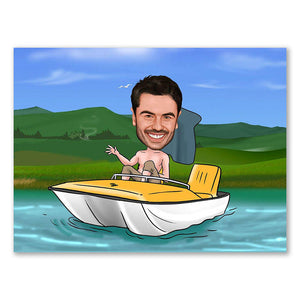 Karikatur vom Foto - Bootsmann (ca571) - Lustige individuelle Karikatur vom eigenen Foto