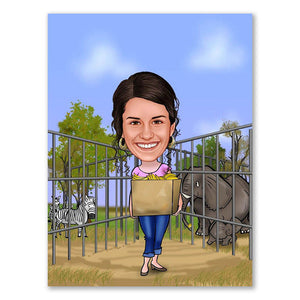 Karikatur vom Foto - Lunchpacket für Tiere (ca584) - Lustige individuelle Karikatur vom eigenen Foto