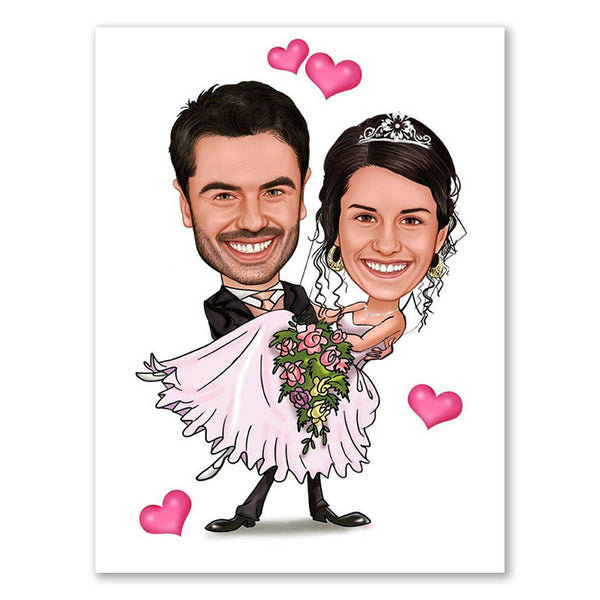 Karikatur vom Foto - Hochzeitspaar in Pose (ca604) - Lustige individuelle Karikatur vom eigenen Foto