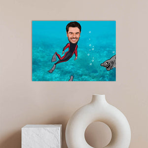 Karikatur vom Foto - Taucher (ca648) - Lustige individuelle Karikatur vom eigenen Foto