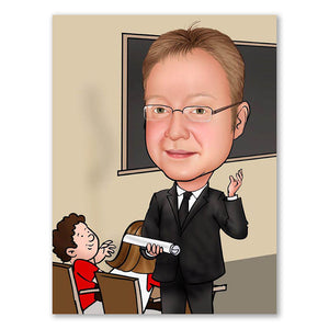 Karikatur vom Foto - Herr Oberlehrer (ca925) - Lustige individuelle Karikatur vom eigenen Foto
