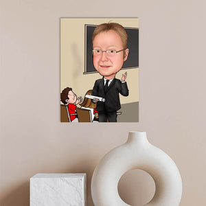 Karikatur vom Foto - Herr Oberlehrer (ca925) - Lustige individuelle Karikatur vom eigenen Foto