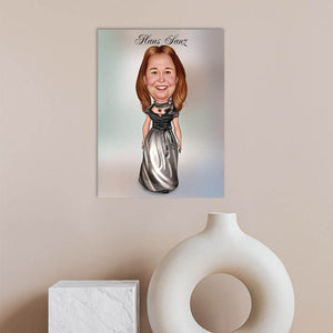 Karikatur vom Foto - Edle Luxusdame (ca949) - Lustige individuelle Karikatur vom eigenen Foto