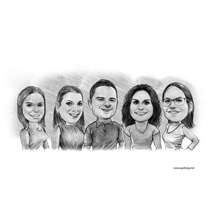Karikatur vom Foto - Team Gruppe (ca975) - Lustige individuelle Karikatur vom eigenen Foto