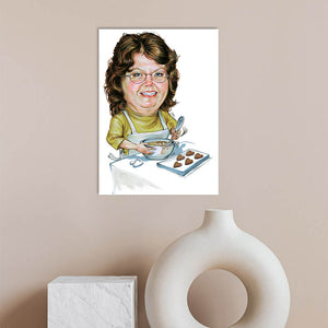 Karikatur vom Foto - Frau mit Herzplätzchen (cdi122) - Lustige individuelle Karikatur vom eigenen Foto