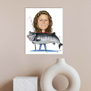 Karikatur vom Foto - Dicker Fisch (cdi253) - Lustige individuelle Karikatur vom eigenen Foto